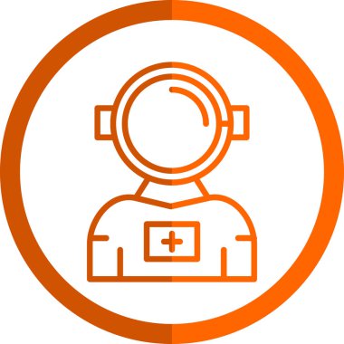 düz astronot simgesi vektör simgesi. Doğrusal biçim işareti