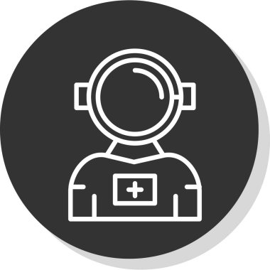 düz astronot simgesi vektör simgesi. Doğrusal biçim işareti