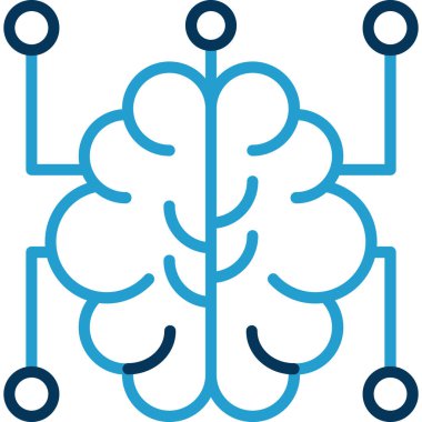 Yapay zeka ikonu. beyaz üzerinde izole edilmiş ana hat beyin öğrenme vektör rengi