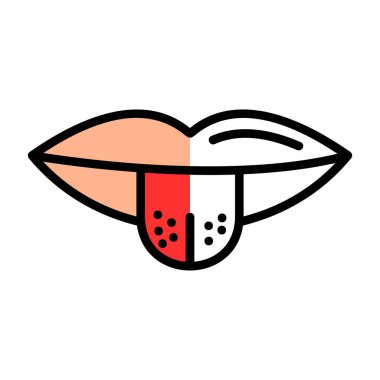 Dili dışarı çıkmış dişi ağız, vektör illüstrasyonu 