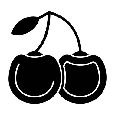 tatlı kiraz ikonu, vektör illüstrasyonu