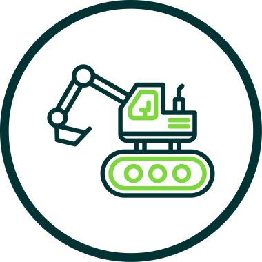 Escavator web simgesi, vektör illüstrasyonu
