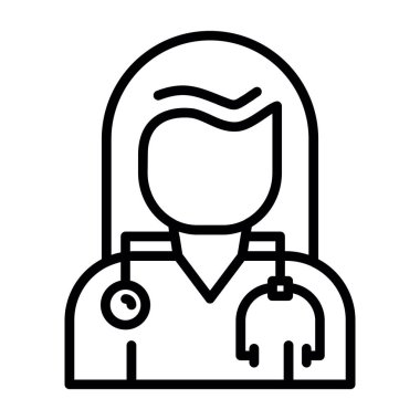 Kadın doktor çizgisi simgesi, vektör illüstrasyonu  