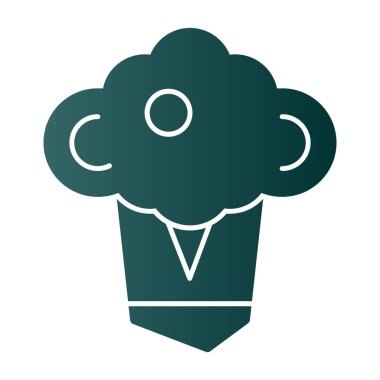 Şef şapka ikonu. Vektör biçimi iki renkli düz simge, gri ve cyan renkleri, beyaz arkaplan.