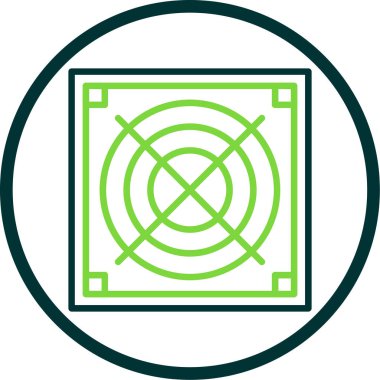 Soğutucunun vektör çizimi. Havalandırma fan çizimi, pictogram