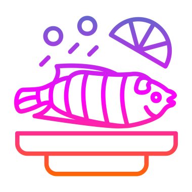 Buğulanmış balık simgesi, vektör illüstrasyonu 