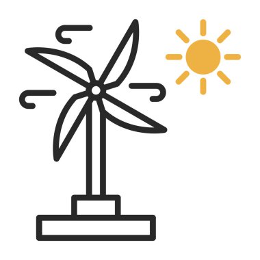 İnce çizgi biçiminde rüzgar enerjisi simgesi