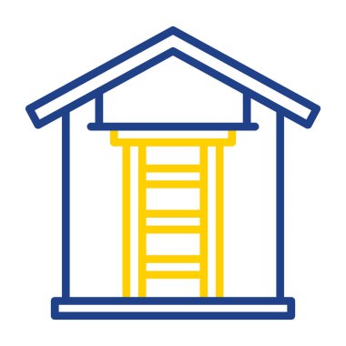 Merdiven düz simgesi, vektör illüstrasyonu