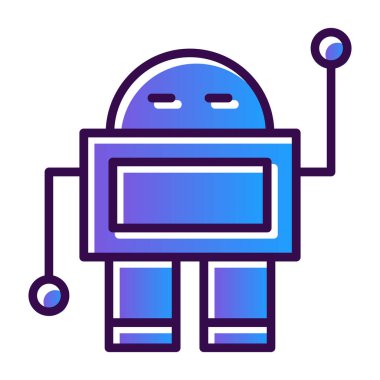 robot düz simgesi, vektör illüstrasyonu