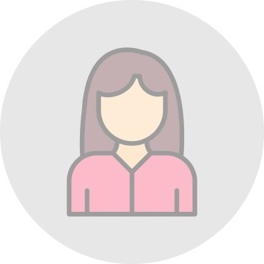 Kadın avatar simgesi, vektör illüstrasyonu 