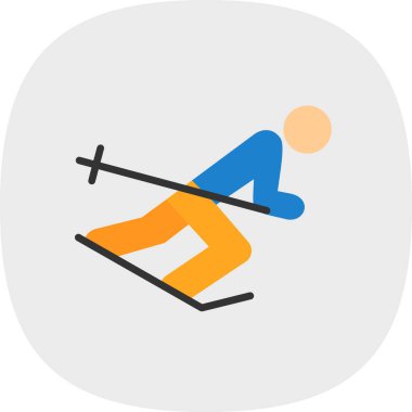 Grafik düz kayakçı simgesi vektör çizimi