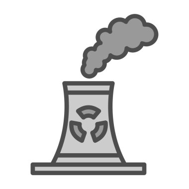 Nükleer enerji hattı simgesine sahip nükleer santral, vektör tasarımı