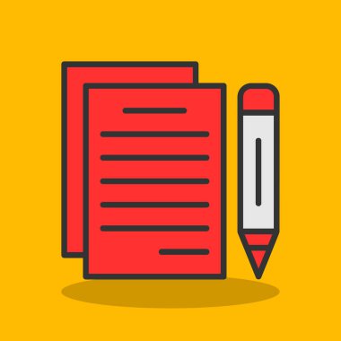 belge ve kalem. Web simgesi basit illüstrasyon