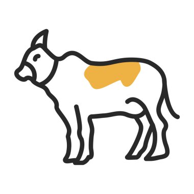 Hayvan ineğinin renk çizgisi simgesi. İzole vektör çizimi. Web sayfası, uygulama, web için resim çizelgesi