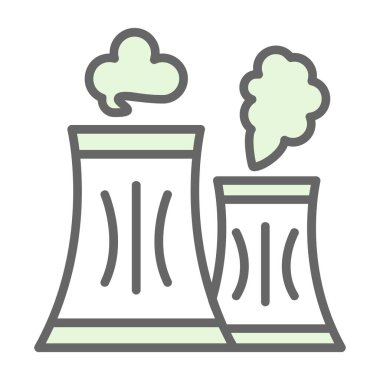 Fabrika simgesi, basit vektör çizimi, Hava kirliliği konsepti