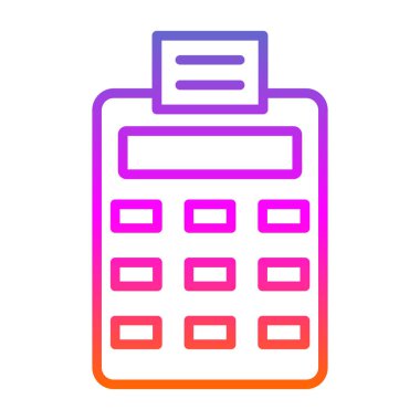 Hesap makinesi ikon vektörü. İnce çizgi işareti. İzole edilmiş kontür sembolü gösterimi