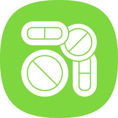 Hapları simge vektör. Tarzıdır bicolor düz sembolü, eko yeşil ve gri renkler, yuvarlak açılar, beyaz arka plan.