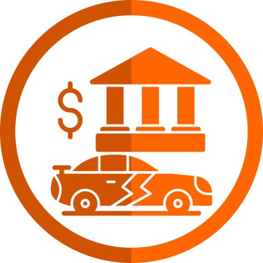 Banka sigorta vektör ikonu. biçim düz sembol, turuncu yuvarlak açılar, beyaz arkaplan.