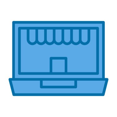 Alışveriş arabası simgesi olan bilgisayar bilgisayarı