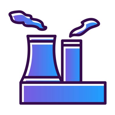 Fabrika simgesi, basit vektör çizimi, Hava kirliliği konsepti