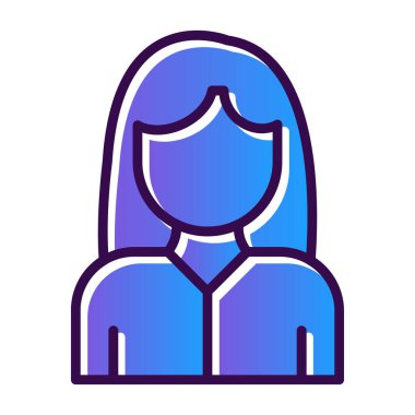 Kadın avatar simgesi, vektör illüstrasyonu 