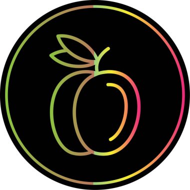 Şeftali simgesi vektör çizimi düz tasarım