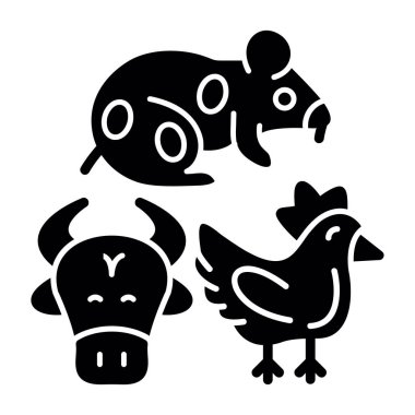 Domuz ve çiftlik ikonunun vektör illüstrasyonu