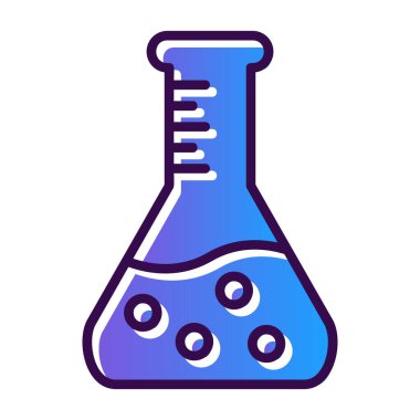 Kimyasal deney ikonu. beyaz üzerinde izole edilmiş sıvı matara vektör simgesi rengi