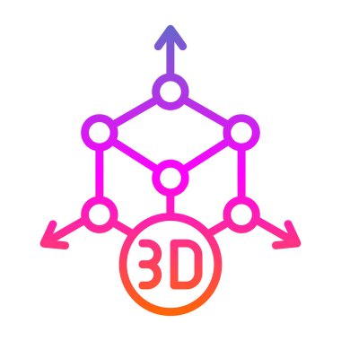 3d model simgesi, vektör illüstrasyonu