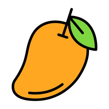 Mango egzotik meyve ikonu, vektör illüstrasyonu 
