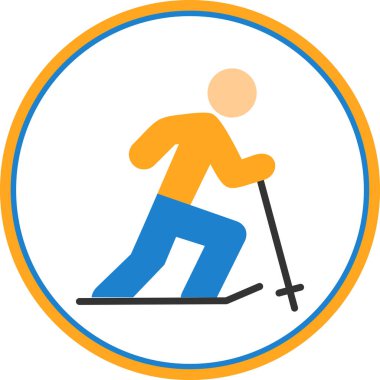 Grafik düz kayakçı simgesi vektör çizimi