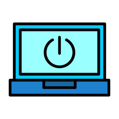 Pil ikonlu dizüstü bilgisayar. vektör illüstrasyonu