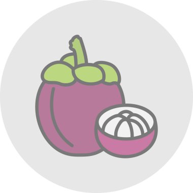 Mangosteen meyve simgesi, vektör illüstrasyonu 