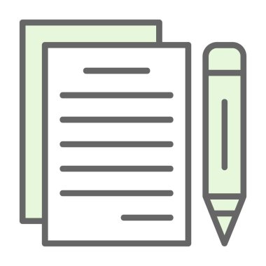belge ve kalem. Web simgesi basit illüstrasyon