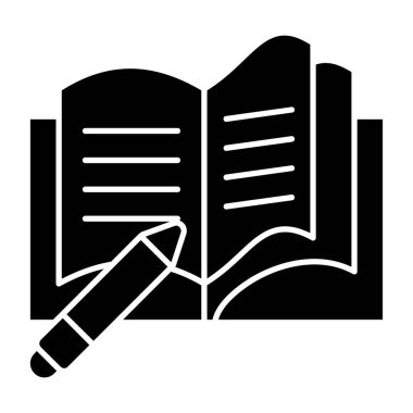 Basit düz defter ve kalem ikonu vektör çizimi