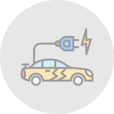 araba şarj simgesi, vektör illüstrasyonu