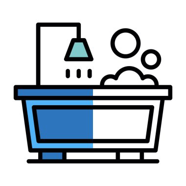 Çamaşır servisi simgesi renk ana hatları vektörü