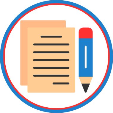 belge ve kalem. Web simgesi basit illüstrasyon