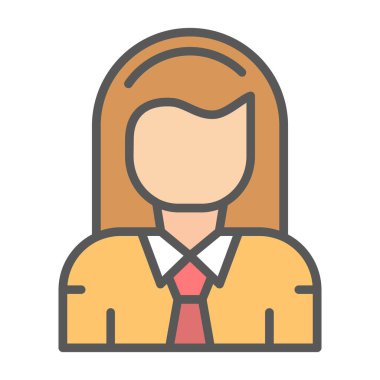 İş kadını avatar simgesi, vektör illüstrasyonu 