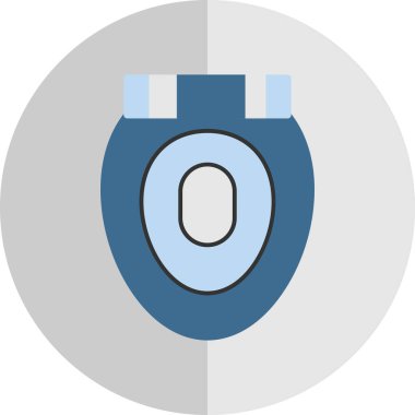 Çizgi film çemberinin mavi ve beyaz ikonunun vektör çizimi