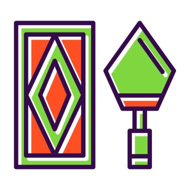 Yapı tuğlası ve mason mala aracı düz simge, vektör illüstrasyonu