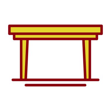 Ahşap masa simgesi vektörü. İnce çizgi işareti. izole edilmiş sınır sembolü çizimi