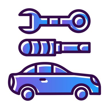 Araba onarım servisi renk ikonu vektörü. Araba servisi tabelası. izole edilmiş sembol çizimi