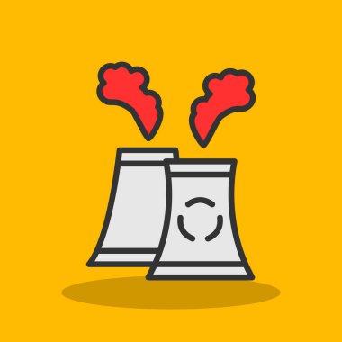 Nükleer santral ikonu. vektör düz biçim çizimi 