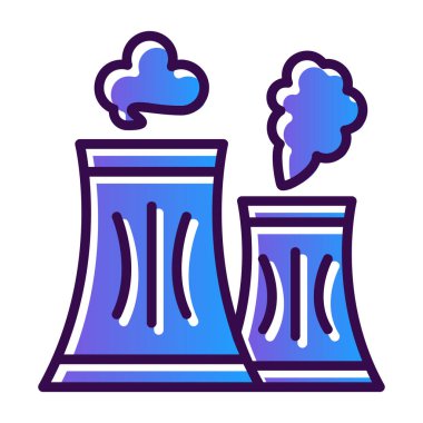 Fabrika simgesi, basit vektör çizimi, Hava kirliliği konsepti