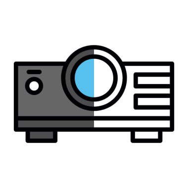 Projektör simgesi, vektör illüstrasyonu 