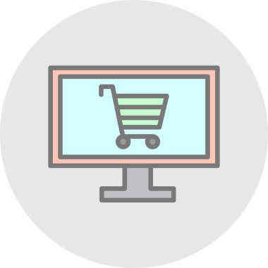 Online alışveriş düz simgesi, vektör, illüstrasyon