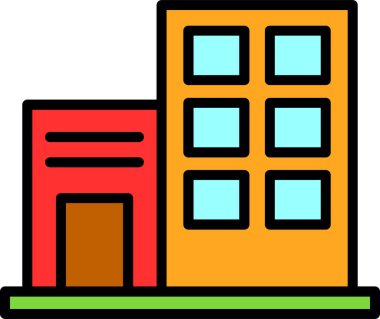 Şehir binası simgesi, vektör illüstrasyonu basit tasarım