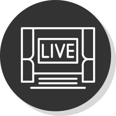 Moda tasarım tarzında canlı yayın simgesi. Beyaz arkaplanda izole edilmiş canlı simge. Modern düz sembol içinde canlı yayın vektör simgesi.