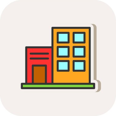 Şehir binası simgesi, vektör illüstrasyonu basit tasarım